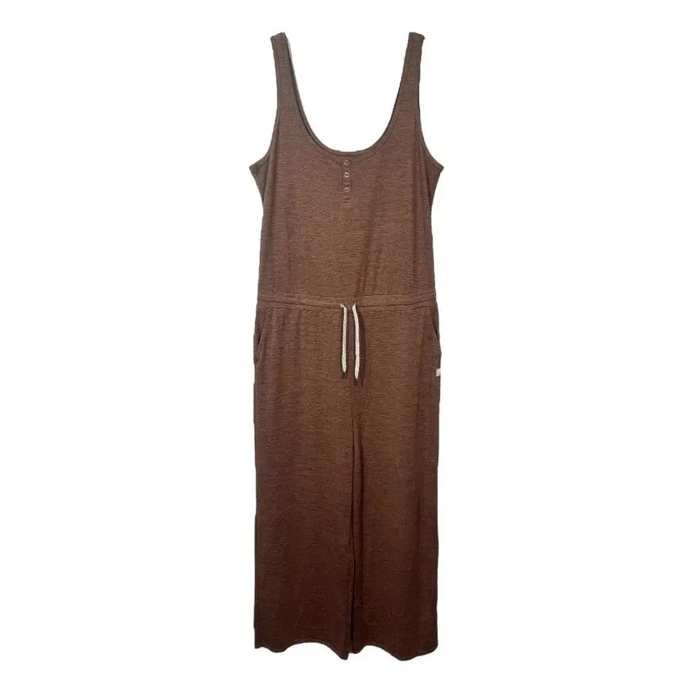 Vuori Falls Jumpsuit Almond Heather XL Wide Leg One Piece Athleisure Brown - Picture 3 of 11